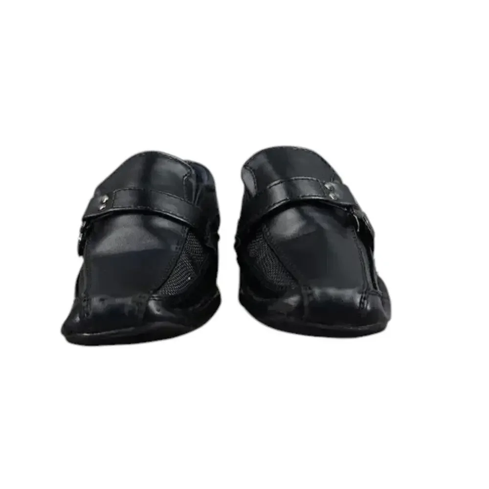 Bonafini Shoes Kids 7 Dress Loafers Slip On Leather Black Classic Toddler Boys